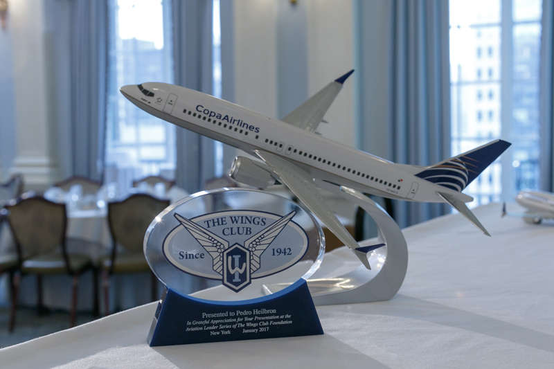 Copa model airplane and the Wings Club Foundation's speaker appreciation gift